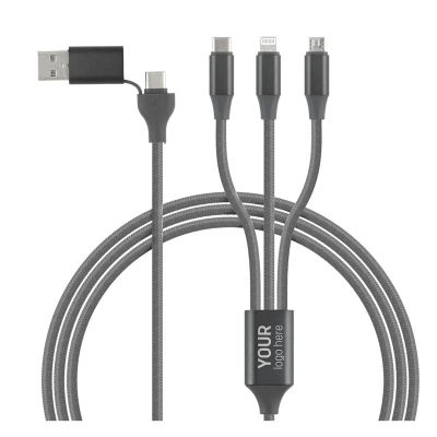 FLET 60W 6IN1, usb type-c charging and data cable, 6 in 1, 60w, dark gray