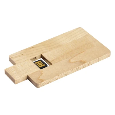 CREDIT CARD WOOD, USB-Stick, Beige, 64GB