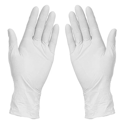 NITRILE GLOVES, nitrile disposable gloves, 100 pc, white