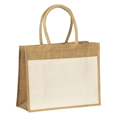 CARAMEL, Tasche aus Jute und Baumwolle, Beige