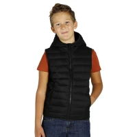 LIBERTY HOOD VEST KID, Kinder-Weste mit Kapuze, Schwarz