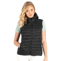 LIBERTY HOOD VEST WOMEN, Damen-Weste mit Kapuze, Schwarz