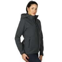 PROTECT WOMEN, Damen SoftshellJacke mit abnehmbarer Kapuze, Dunkelgrau