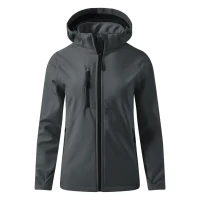 PROTECT WOMEN, Damen SoftshellJacke mit abnehmbarer Kapuze, Dunkelgrau