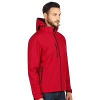 PROTECT MEN, Unisex softshellJacke mit abnehmbarer Kapuze, Rot