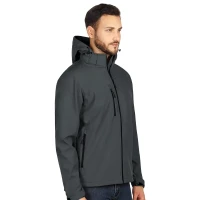 PROTECT MEN, Unisex softshellJacke mit abnehmbarer Kapuze, Dunkelgrau
