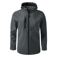 PROTECT MEN, Unisex softshellJacke mit abnehmbarer Kapuze, Dunkelgrau