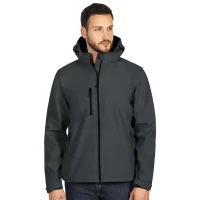 PROTECT MEN, Unisex softshellJacke mit abnehmbarer Kapuze, Dunkelgrau