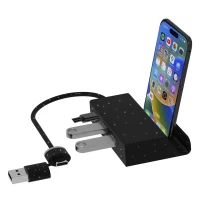 TANOS, 3-Port-USB-Hub, Handyhalter, Schwarz