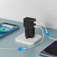 INTER CHARGER 25W, Universal-Reise-Wandladegerät, 25W, Schwarz
