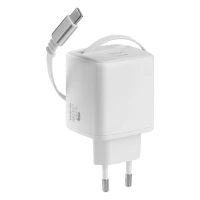 GANT 30W, wall charger with retractable cable, 30w, white