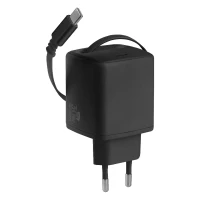 GANT 30W, wall charger with retractable cable, 30w, black