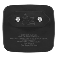 GANT 30W, wall charger with retractable cable, 30w, black