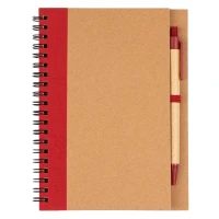 VERDE, notebook with pen, red