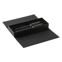 STRAIGHT, Kugelschreiber und Tintenroller aus Metall im Set, Schwarz