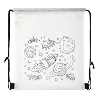 BAMBI, drawstring bag with crayons, white