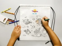 BAMBI, drawstring bag with crayons, white
