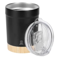 ASTRID, Thermobecher mit Bambusboden, 300 ml, Schwarz