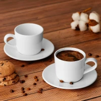 MILL, Cappuccinotasse mit Untertasse aus Porzellan, 150 ml, Weiss