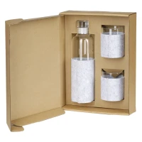 SAKURA, Glasflasche mit zwei Gläsern in Geschenkbox, 3/1, Transparent