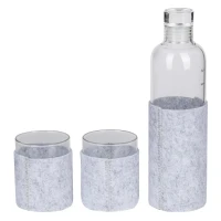 SAKURA, Glasflasche mit zwei Gläsern in Geschenkbox, 3/1, Transparent