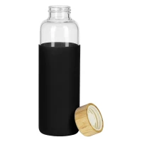 ADA, Trinkflasche mit Silikonhülle, 500 ml, Schwarz