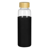 ADA, Trinkflasche mit Silikonhülle, 500 ml, Schwarz