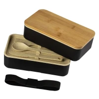MISO, Lunchbox mit Besteck, 2 x 500 ml, Schwarz