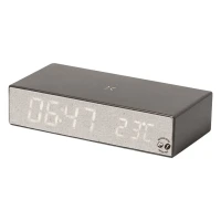 MITTO, Digitale Tischuhr mit kabellosem Laden, 15W, Braun