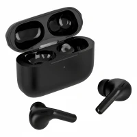 META, wireless stereo earbuds with wireless charging option, black