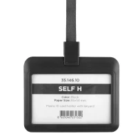 SELF H, lanyard id holder, black