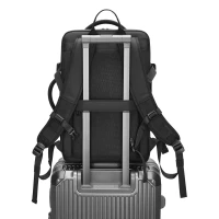 COMPACT, travel backpack with compression bag and pump, black