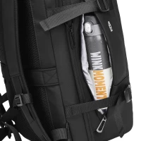 COMPACT, travel backpack with compression bag and pump, black