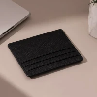 DEBIT, genuine leather card holder, black