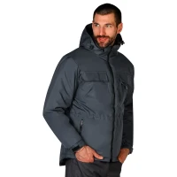 TEN JACKET, workwear hooded jacket, dark gray