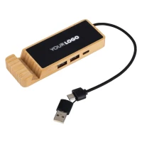 ENNIO, 3 ports usb hub, phone holder, beige