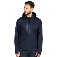 RIDER, Herren SoftshellJacke mit Kapuze, Blau