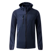 RIDER, Herren SoftshellJacke mit Kapuze, Blau