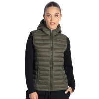 JET WOMEN, Damen Winterweste mit Kapuze, Olive