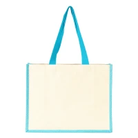 TAHITI, jute and cotton shopping bag, turquoise