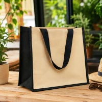 TAHITI, jute and cotton shopping bag, turquoise