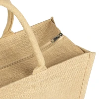 GOA, jute bag with zipper, beige