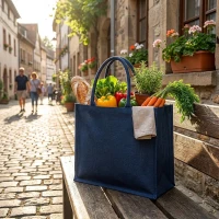 GOA, Tasche aus Jute mit Reißverschluss, Blau