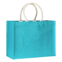 MAGNOLIA, Tasche aus Jute, Türkisblau