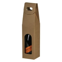 BOTTLE, 3-lagige faltbare Geschenkbox für eine Flasche, Beige