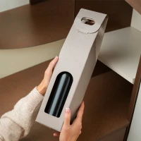 BOTTLE, 3-lagige faltbare Geschenkbox für eine Flasche, Grau