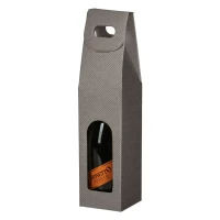 BOTTLE, 3-lagige faltbare Geschenkbox für eine Flasche, Grau
