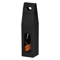 BOTTLE, 3-lagige faltbare Geschenkbox für eine Flasche, Schwarz