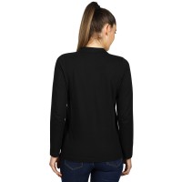 LINDA, women's long sleeve polo shirt, 200 g/m2, black