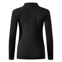 LINDA, women's long sleeve polo shirt, 200 g/m2, black